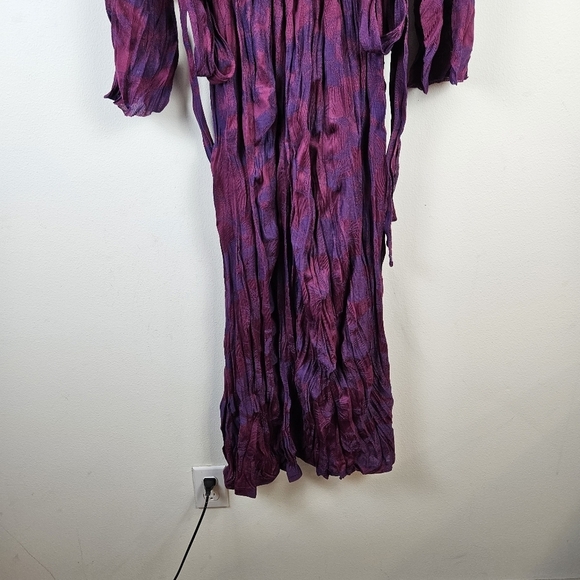 ZARA  Purple Wrinkled Jacquard Maxi Dress Size Small - Picture 9 of 15